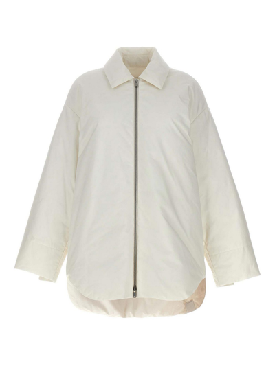 Jil Sander Zip-up Down Shirt Jacket In White