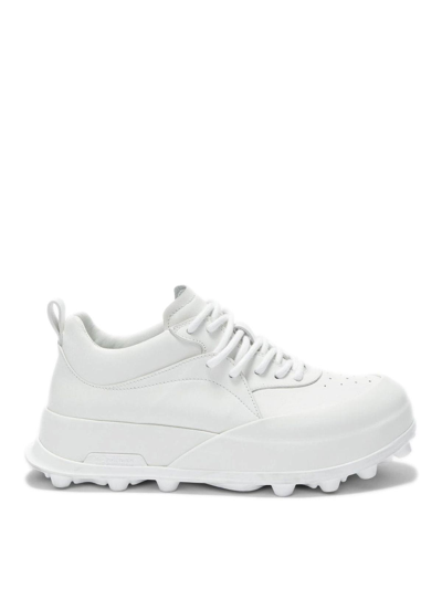 Jil Sander Tonal Leather Sneakers In White