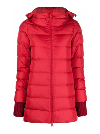 Herno Nylond Midi Down Jacket In Red