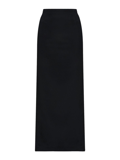 Dolce & Gabbana Cady Calf-length Skirt With Slits In Black