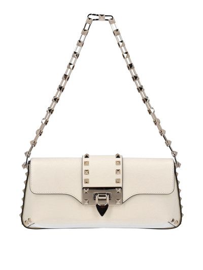 Valentino Garavani Ivory Rockstud Shoulder Bag In White