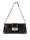 Valentino Women's Rockstud Brushed Calfskin Shoulder Bag In Black