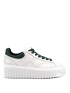 Hogan H-stripes Leather Sneakers With Contrasting Detail In Green
