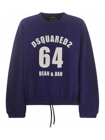 Dsquared2 Dean & Dan Crewneck Drawstring Sweatshirt In Púrpura