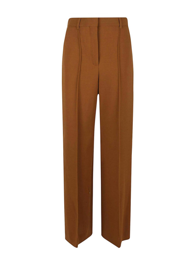 Tory Burch Pressed Crease Wide Leg Trousers In Brown