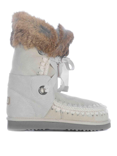 Mou Boots  Eskimolace Made In Suede In Grey