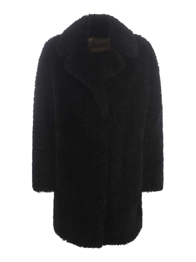 Herno Faux Fur Coat In Black