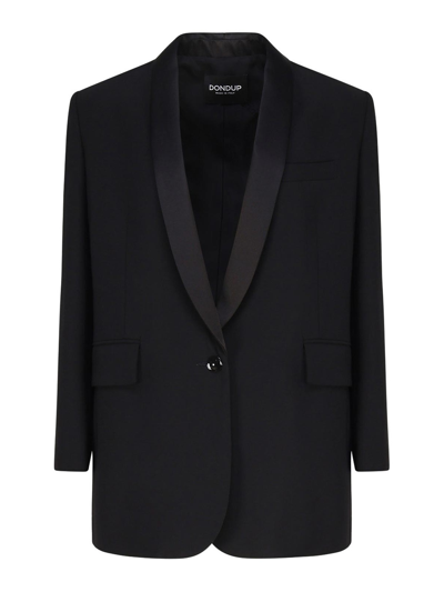 Dondup Single-breast Virgin Wool-blend Jacket In Black