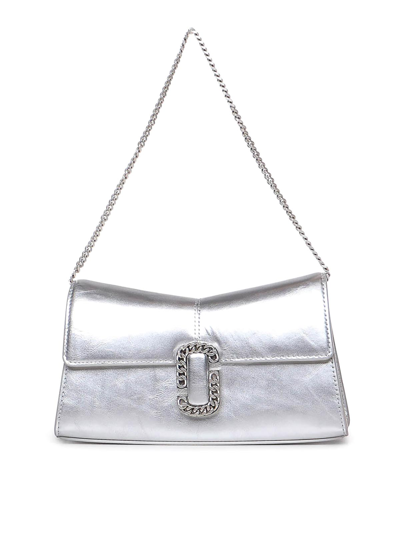 Marc Jacobs The Metallic St. Marc Convertible Leather Clutch In Silver