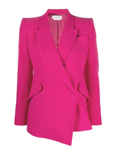 Alexander Mcqueen Asymmetric Single-breasted Blazer In Orchid Pink