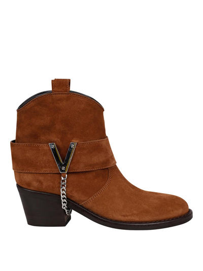 Via Roma 15 Cowboy Ankle Boots In Brown