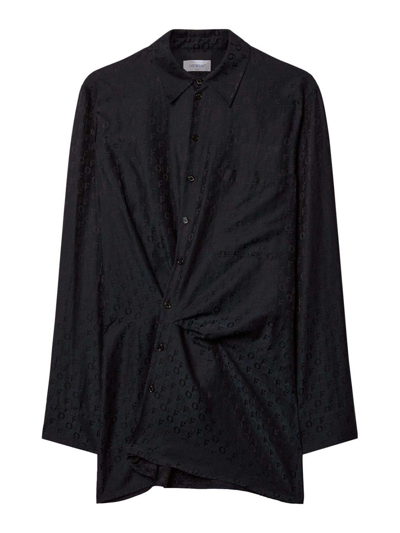 Off-white Off Jacquard Twisted Shirtdress In Black