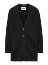 Jil Sander Longline V-neck Ribbed Cardigan In Black