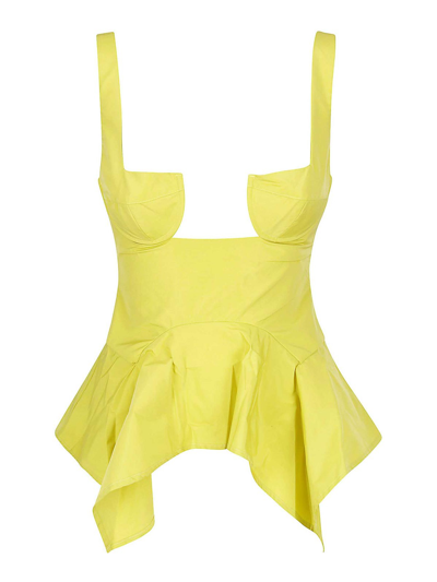 Marques' Almeida Strap Corset Top With Waist Flounce In Yellow