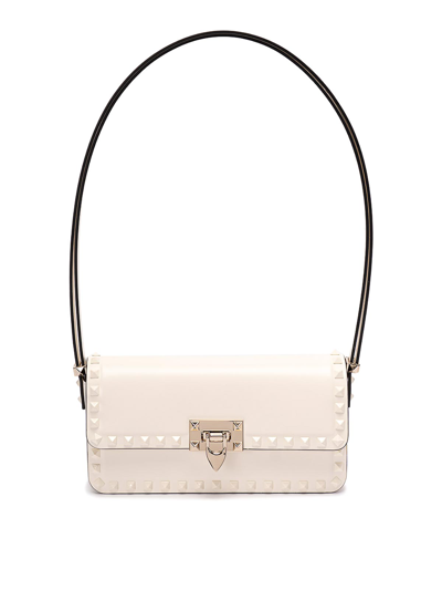 Valentino Garavani `rockstud E/w` Leather Shoulder Bag In White