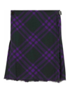 Burberry Check Print Kilt With Belted Detail In Azul Oscuro