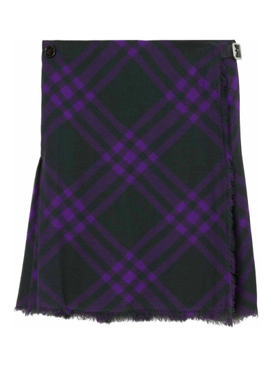 Burberry Asymmetrical High-waisted Silk Skirt With Plaid Pattern In Royalipcheck