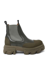 Ganni Khaki Cleated Low Chelsea Boots In Verde
