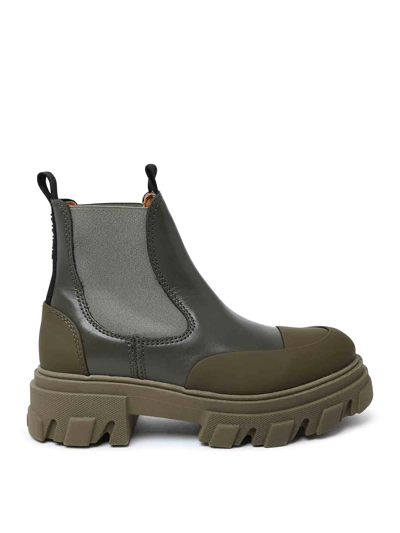 Ganni Chelsea Low Ankle Boot In Green