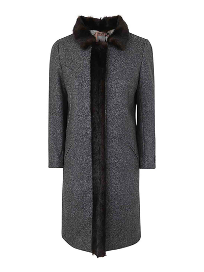 N°21 Faux-shearling Midi Coat In Grey