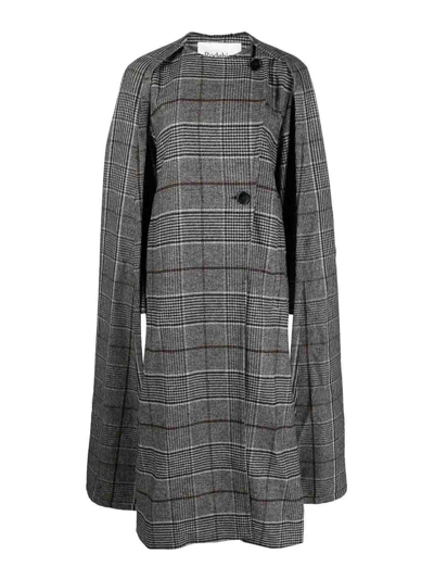 Rodebjer Checked Cape Coat In Grey