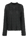 Theory Cable Knit Mock Neck Sweater In Felted Wool-cashmere In Charcoal