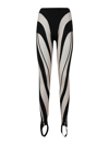 Mugler Spiral Tulle-panelled Jersey Leggings In Black