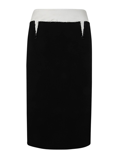 N°21 Crystal-embellished Wool-blend Pencil Skirt In Black