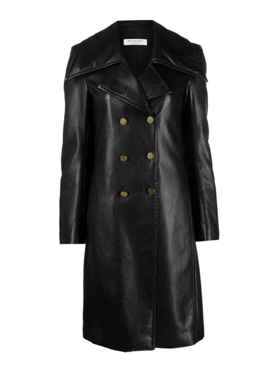 Philosophy Di Lorenzo Serafini Faux-leather Belted Coat In Negro