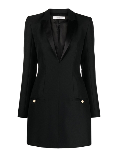 Philosophy Di Lorenzo Serafini Peak-lapel Long-sleeve Minidress In Black