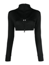 Courrèges Logo-embroidered Cropped Zip-up Jacket In Black