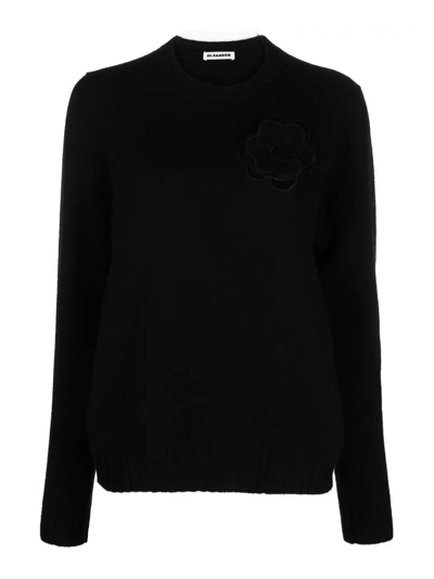 Jil Sander Laser Cut Sweater In Black