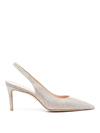 Stuart Weitzman Feminine Sling Back Heels In Poudre For Fall/winter 2023 In Dorado