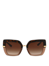 Dolce & Gabbana Havana On Transparent Brown Acetate Sunglasses In Brown