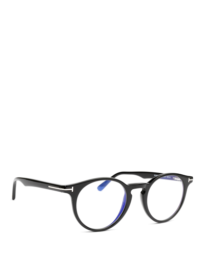 Tom Ford Round Acetate Glasses In Black