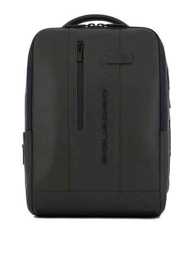 Piquadro Leather Backpack In Grey