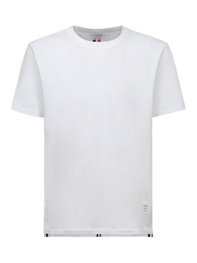 Thom Browne Striped Detail Cotton Polo In White