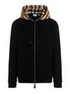 Burberry Samuel Sweatshirt With Check Hood In Negro