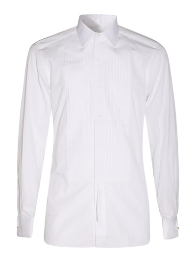 Tom Ford Pintuck Cotton Shirt In White
