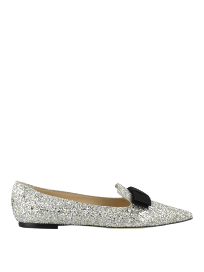 JIMMY CHOO GALA GLITTERED FLATS