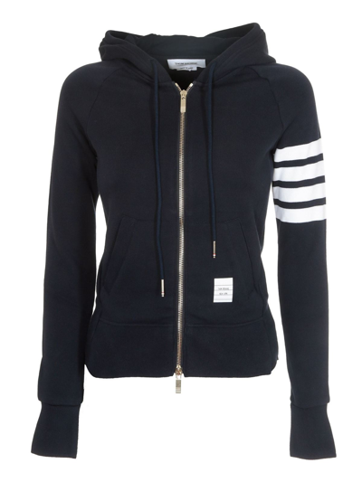 Thom Browne 4-bar Cotton Hoodie In Blue