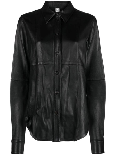 Totême Toteme Woman Shirt Black Size 2 Lambskin