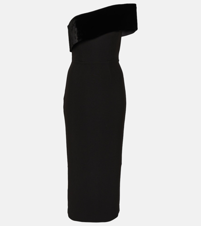 Roland Mouret Asymmetric Crêpe Midi Dress In Black