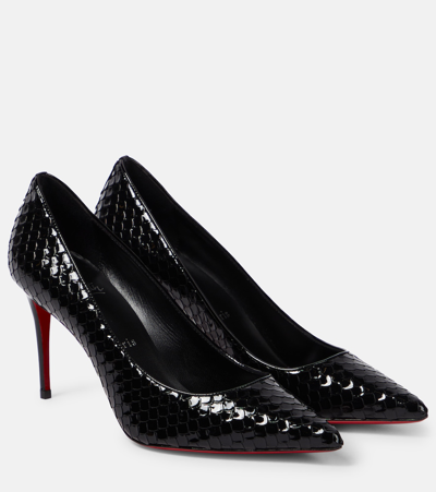 Christian Louboutin Kate Embossed Patent Red Sole Pumps In Black