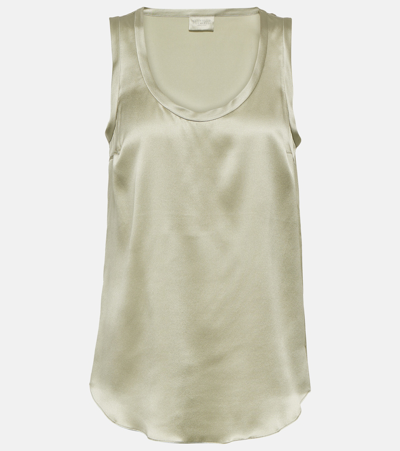 Brunello Cucinelli Silk-blend Tank Top In 绿色