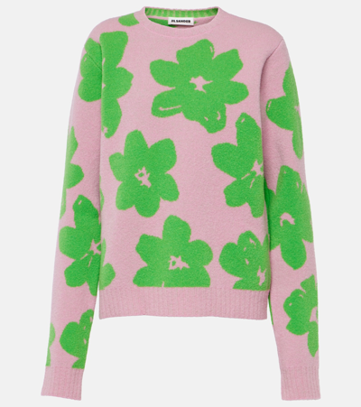 Jil Sander Floral Wool-blend Sweater In Pink