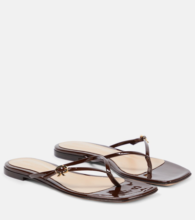 Gianvito Rossi Patent Leather Thong Sandals In Brown