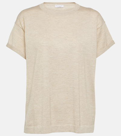 Brunello Cucinelli Cashmere And Silk T-shirt In Brown