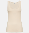 Totême Ribbed-knit Cotton-blend Jersey Tank Top In 087 Pearl