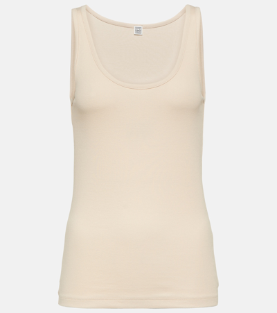 Totême Ribbed-knit Cotton-blend Jersey Tank Top In 087 Pearl